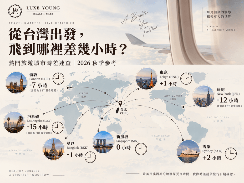 連假出國最怕第一天就累爆。從早班機、紅眼班機到跨時區旅行,先搞懂真正讓你累的是睡眠不足還是時差,再安排光照、午睡與咖啡因。